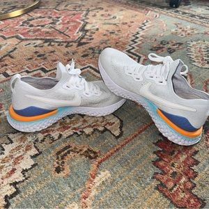 Size 8 - Nike Epic React Flyknit White Purple Orange